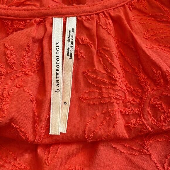 Anthropologie Embroidered Short Flared Sleeve Blouse Size Small - Picture 5 of 6
